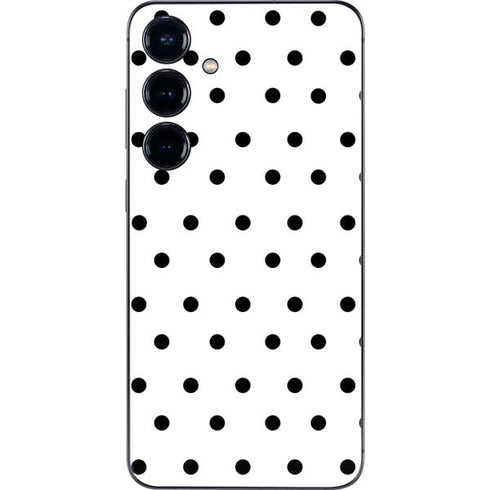 White and Black Polka Dots Galaxy S25 Skin